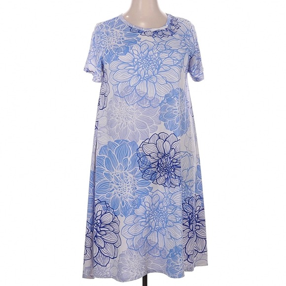 LuLaRoe Dresses & Skirts - LuLaRoe Womens Dress Carly 3XL Blue White Floral Garden Bouquet High Low 3X